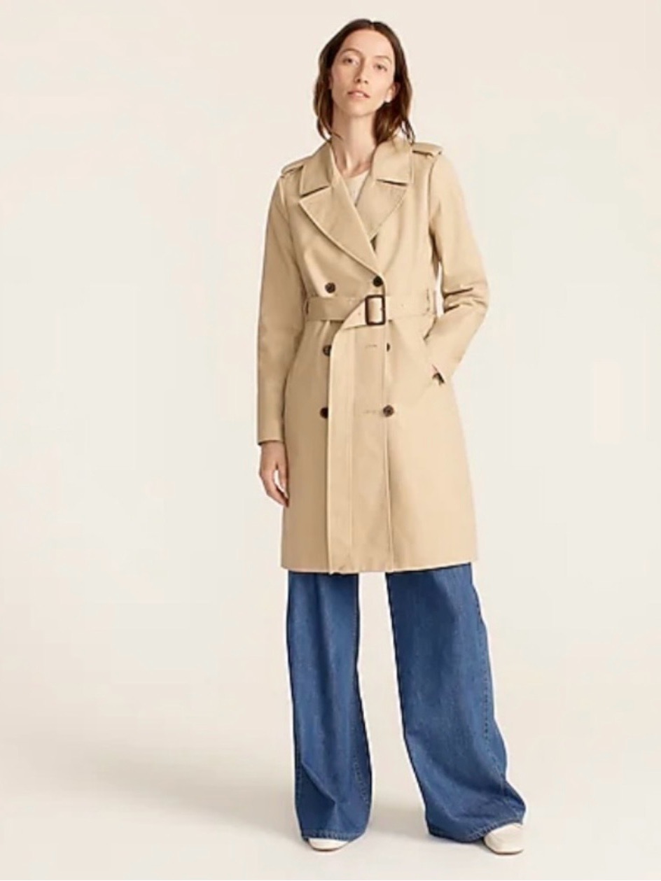J. Crew Tan Double-Breasted Trench Coat With Belt